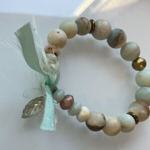 Amazonite + Brass Beaded Bracelet